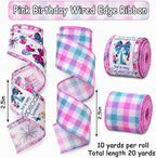 Birthday Wired Edge Ribbon, 2 Rolls 2.5 Inch x 10 Yards Each, Birthday Party - Image 3