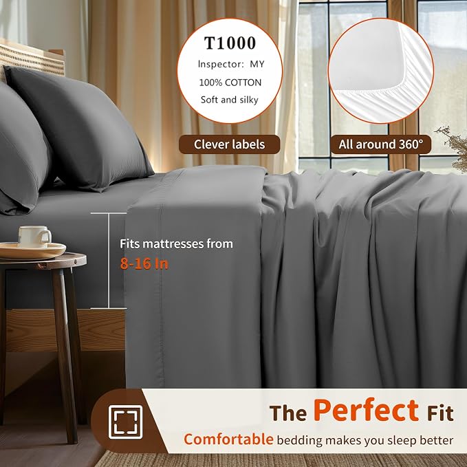 LBRO2M Split King Sheet Sets for Adjustable Bed 1000 Thread Count 100% Egyptian - Image 3