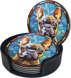 Drink Coaster Set of 6, French Bulldog Dog Mom Lover Gift, Leather Drink - Image 3