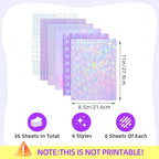 36 Sheets Holographic Sticker Paper Clear Self Adhesive Laminate Sheets | - Image 2