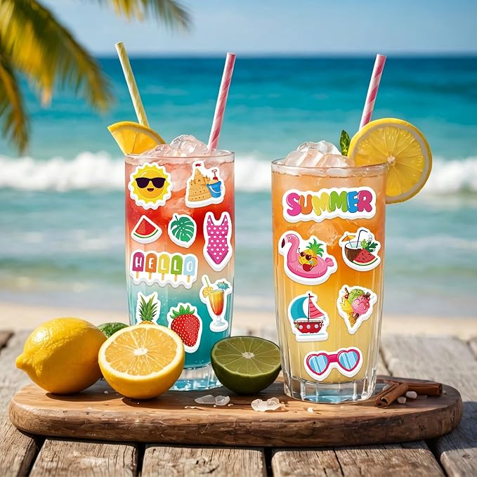 300Pcs Summer Foam Stickers, Colorful Self-Adhesive Summer Pool Beach Stickers - Image 2