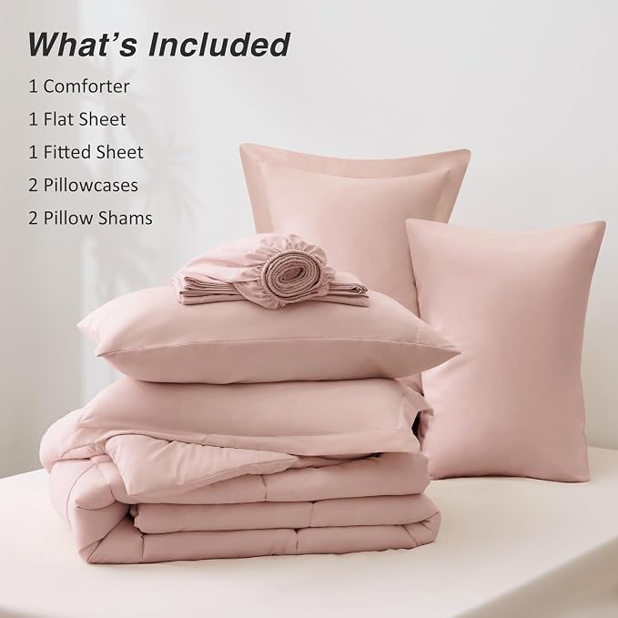 Love's cabin Full Comforter Set Blush Pink, 7 Pieces Full Bed in a Bag - Image 8