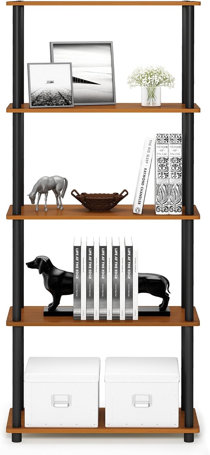 Furinno TURN-N-TUBE Storage Shelves, 5-Tier Book Shelf, Corner Shelf, Toolless - Image 6