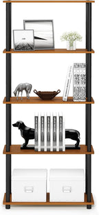 Furinno TURN-N-TUBE Storage Shelves, 5-Tier Book Shelf, Corner Shelf, Toolless - Image 6