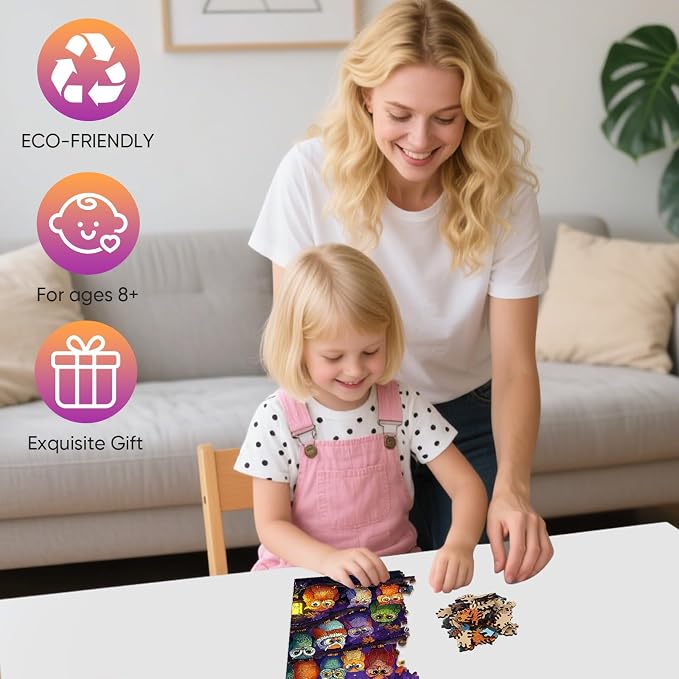 Mocfesk Wooden Puzzles for Adults, Owl Family Puzzles 200 Pieces | Unique - Image 2