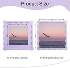 8x8 Picture Frame with Mat for 6x6, Wavy Edge Wooden Real Glass Photo Frame for - Image 3