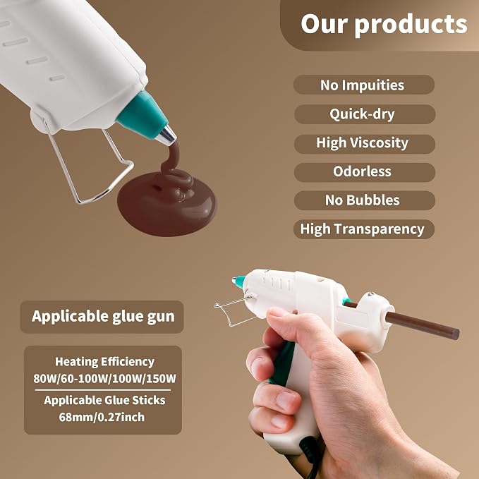 MATUFF Brown Hot Glue Sticks Mini 0.27" x 5.9 inches, Hot Melt Mini Colored - Image 4