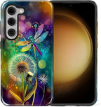 for Samsung Galaxy S23 Case, Dragonfly Dandelion Colorful Pattern Glossy 2 in 1 - Image 2