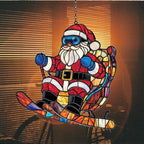Funny Santa Claus Skiing Acrylic Suncatcher Stained Glass Effect Window Car - Image 7