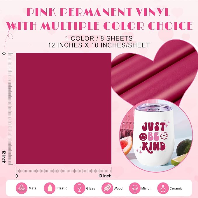 Tintnut Magenta Permanent Vinyl 8 Sheets 12''x10'' Adhesive Vinyl | Solid color - Image 2