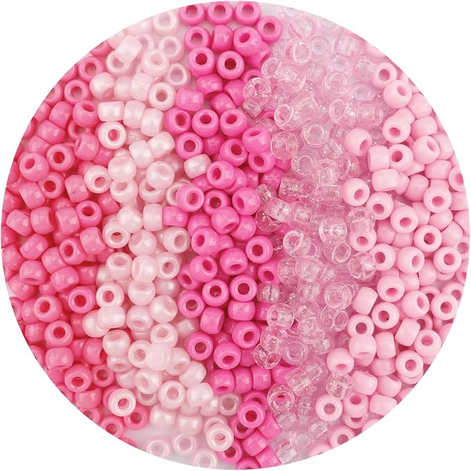 1100pcs QPIXVB Pink Pony Beads, Hair Bead by QPIXVB