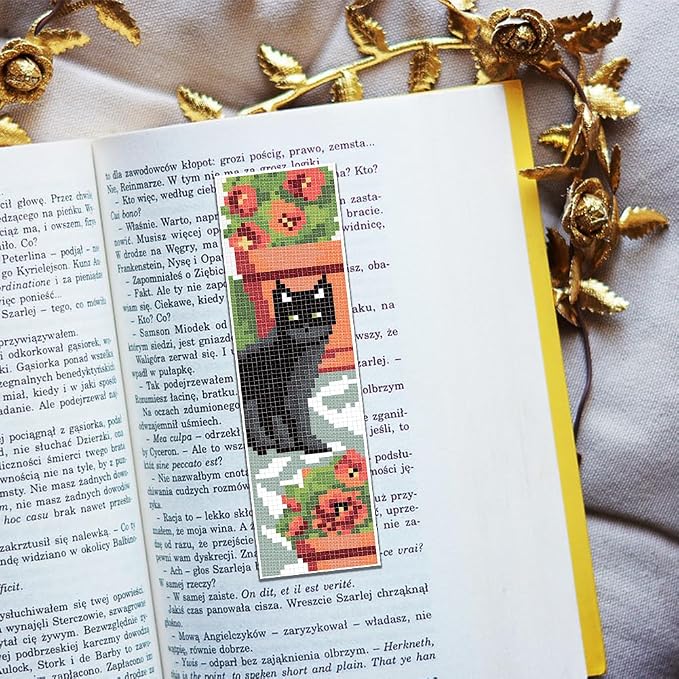FREEBLOSS 6Pcs Cross Stitch Bookmark Kits Cat Stamped Embroidery Bookmarks - Image 5