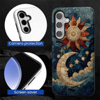 Case for Samsung Galaxy S24 Plus Case, Sun Moon Stars Faux Stained Glass Design - Image 2
