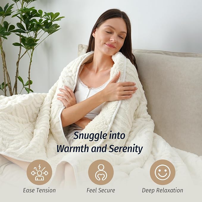 Wemore Jacquard Fleece Weighted Blanket Twin Size 48" x 72" 12lbs, Ultra Soft - Image 5
