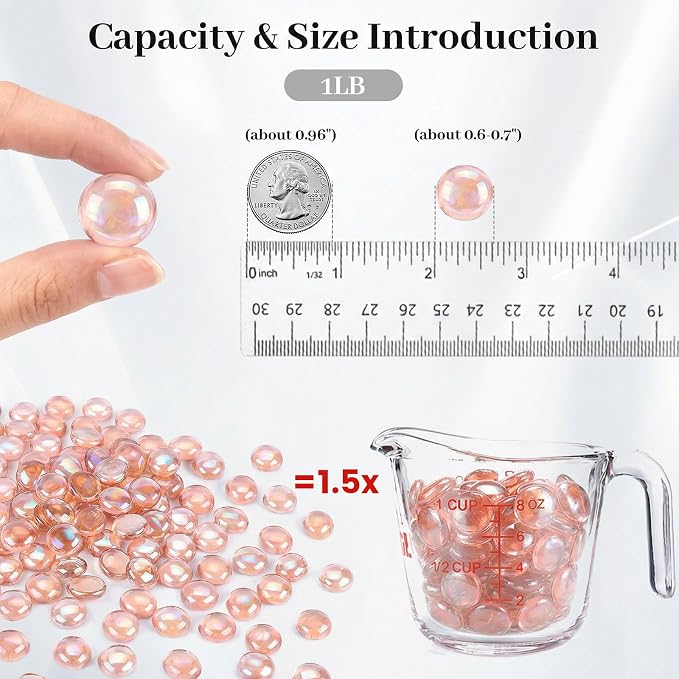 DomeStar 1 LB Flat Glass Marbles, Champagne Decorative Marbles - Image 2