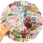 50Pcs Transparent Flower Bouquet Sticker Waterproof Vinyl Aesthetic Clear - Image 2