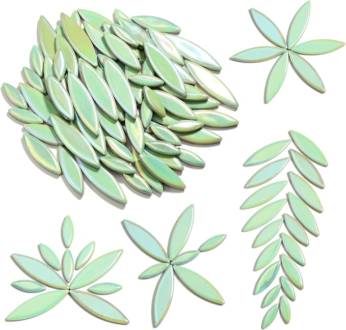 Yoption Petal Mosaic Tiles for Crafts, 200g Flower Leaf Ceramic Tiles Pieces by Yoption