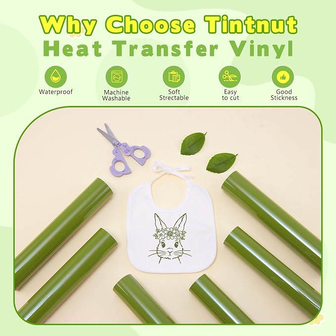 Tintnut Cactus Green Heat Transfer Vinyl, easy cut & weed, stretch washable - Image 3