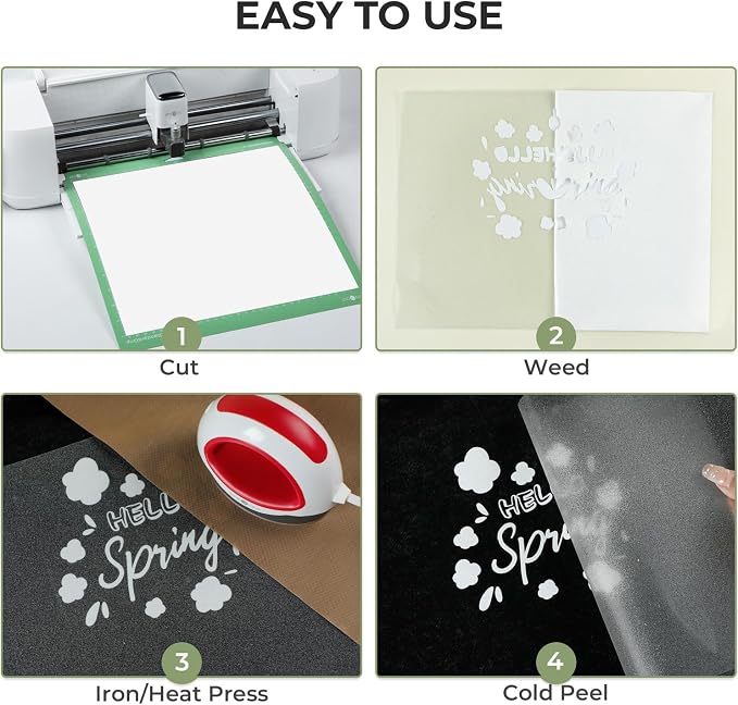 HTVRONT White Glitter HTV Heat Transfer Vinyl, 11 Pack, Compatible - Image 4