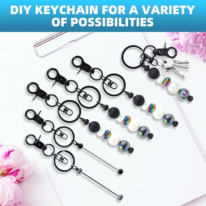 40 Pcs Beadable Keychains Bulk Kit – DIY Keychain Making Supplies - Image 5