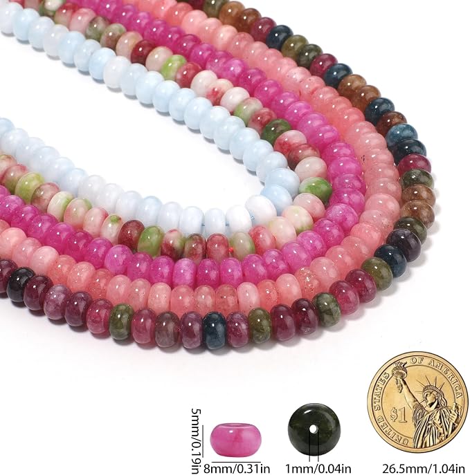 Songxi 5x8mm Natural Grey Chalcedony Stone Rondelle Beads, Gemstone - Image 4