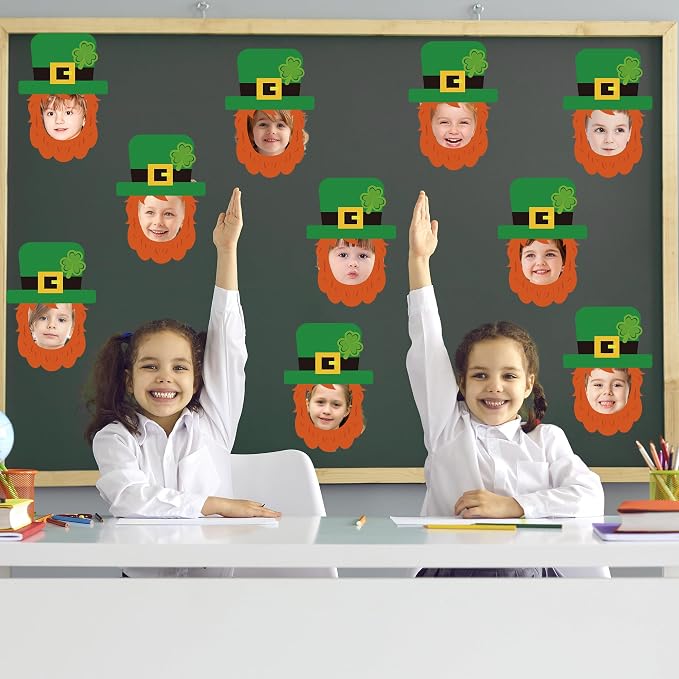 50 Pcs St. Patrick's Day Bulletin Board Leprechaun Hat Cutouts | Green - Image 6