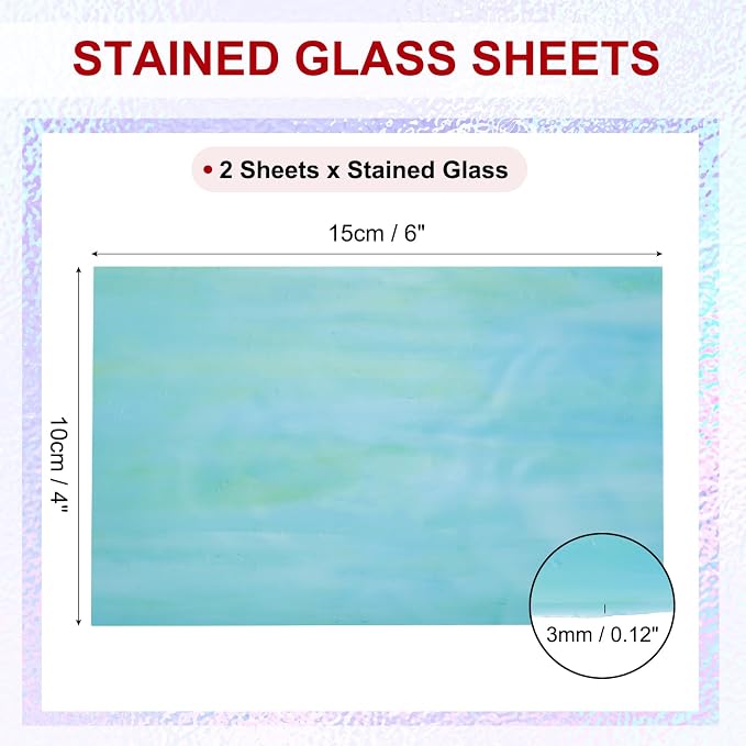 PATIKIL 4 x 6 Inch Transparent Stained Glass Sheets, 2 Sheets Mosaic Glass - Image 2