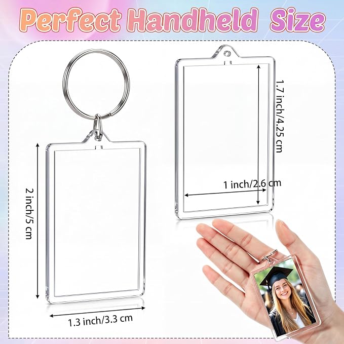 Yaomiao Acrylic Photo Frame Keychain Holder Photo Picture Insert Blank Keyring - Image 2