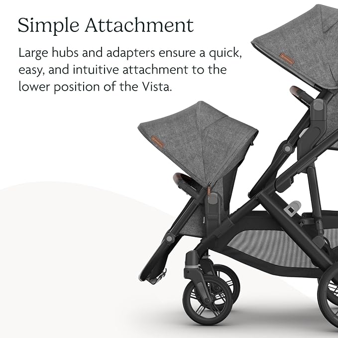 UPPAbaby RumbleSeat V3 Second Lower Seat - Compatible with Vista V2 and Vista V3 - All-Weather Seat + Magnetic Buckle – Adapters Included - Gwen (Green Mélange/Carbon Frame/Saddle Leather)