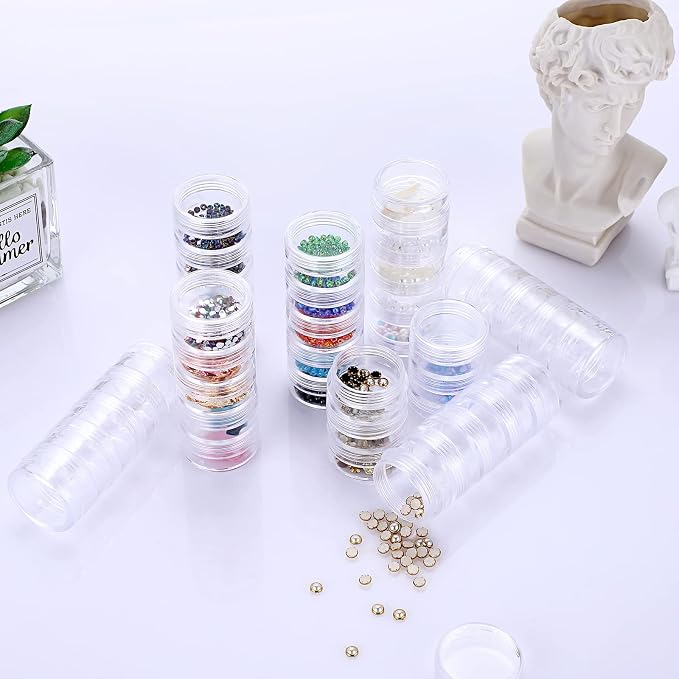 Hipiwe 8 Sets 5 Layers Clear Plastic Round Storage Jars Jewelry Bead Storage - Image 4