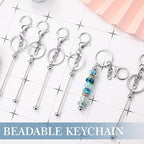 Tondiamo 12 Pcs Beadable Keychains Bars Bulk Blank Beaded Metal Keychain - Image 5
