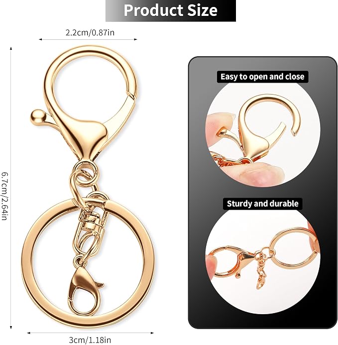 Gkeygo 10 Pack a Set Metal Lobster Claw Clasps and Key Rings, Key Chain - Image 2