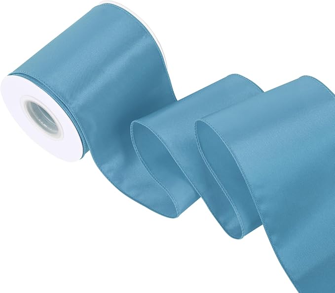 Dusty Blue 4 Inch 15 Yards Satin Wired Ribbon Easter Ribbons by Simplegoal