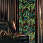 Green Brown Forest Tree Leaf Plant Vintage Stained Glass Window Films - Image 2