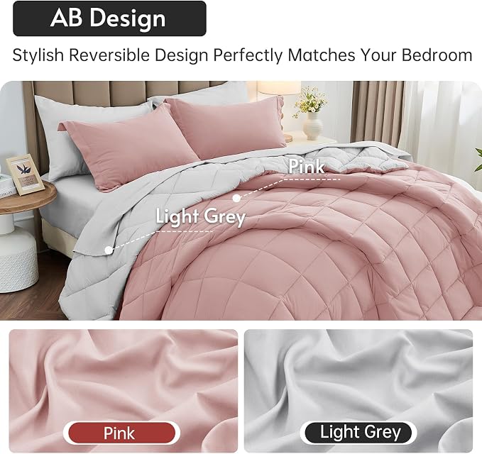 MUXHOMO 7 Pieces California King Comforter Set, Reversible Bed in a Bag Cal - Image 3