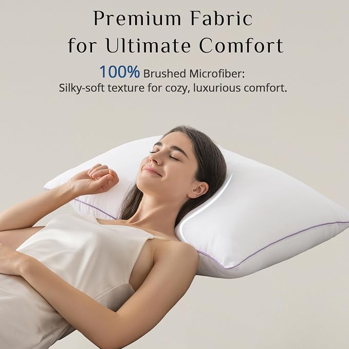 JOLLYVOGUE Pillows Queen Size Set of 1, Washable Supportive Single Bed Pillow - Image 4