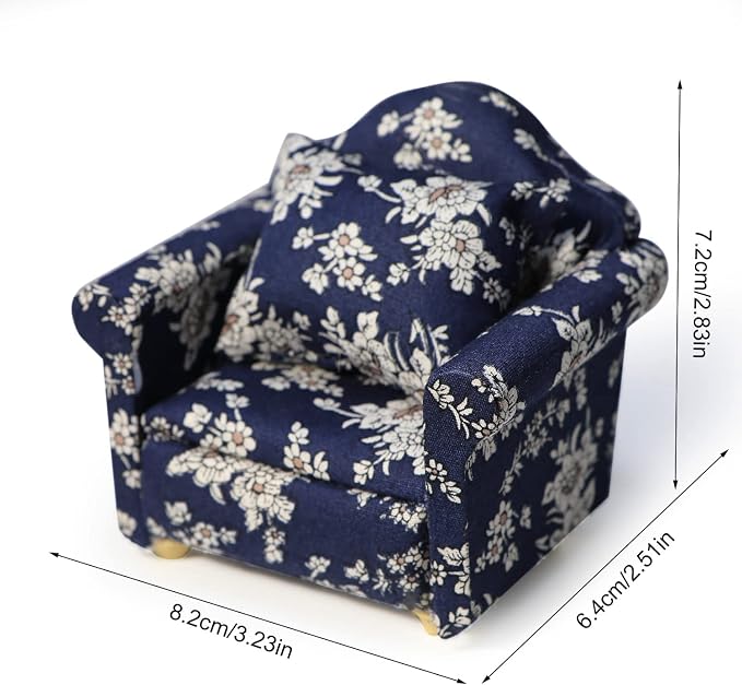 Dollhouse Couch with Pillow 1 12 Scale Miniature Sofa Arm Chair Living Room - Image 7