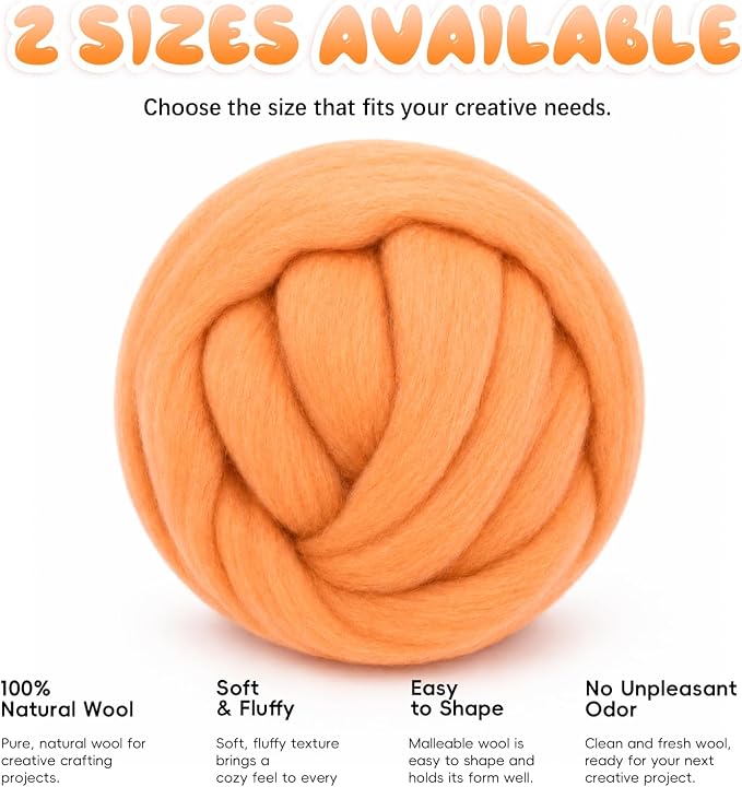 3.53oz Wool Roving: Needle Felting Wool White Roving Wool Felting Supplies Pure - Image 6