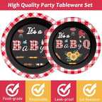 Tevxj 96 PCS BBQ Baby Shower Plates Napkins BabyQ Party Tableware It’s A Baby Q - Image 4