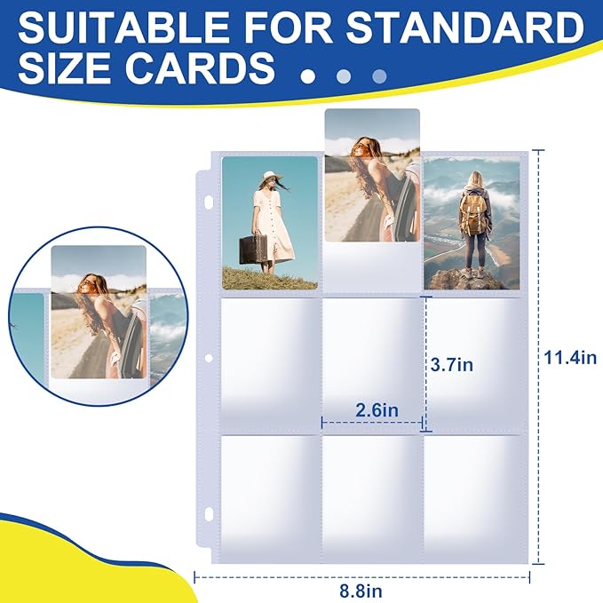 1080 Pockets Card Sleeves Binder Sheets, 9 Pocket Card Sleeves - Image 2