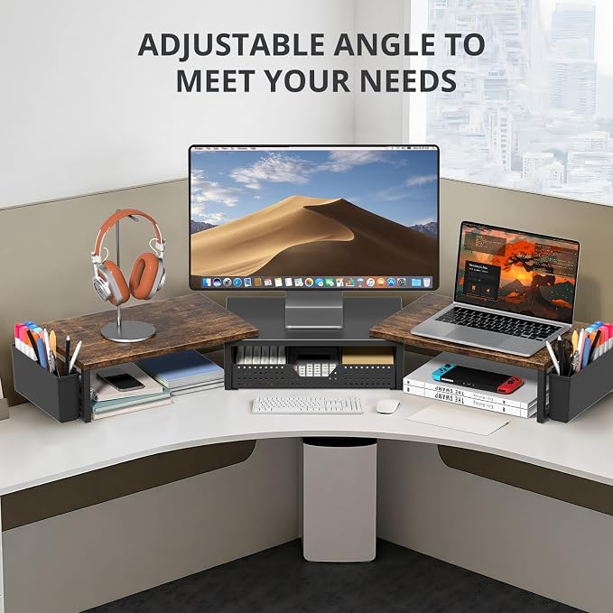 OPNICE Desk Organizers and Accessories, Dual Monitor Stand Riser - Image 4