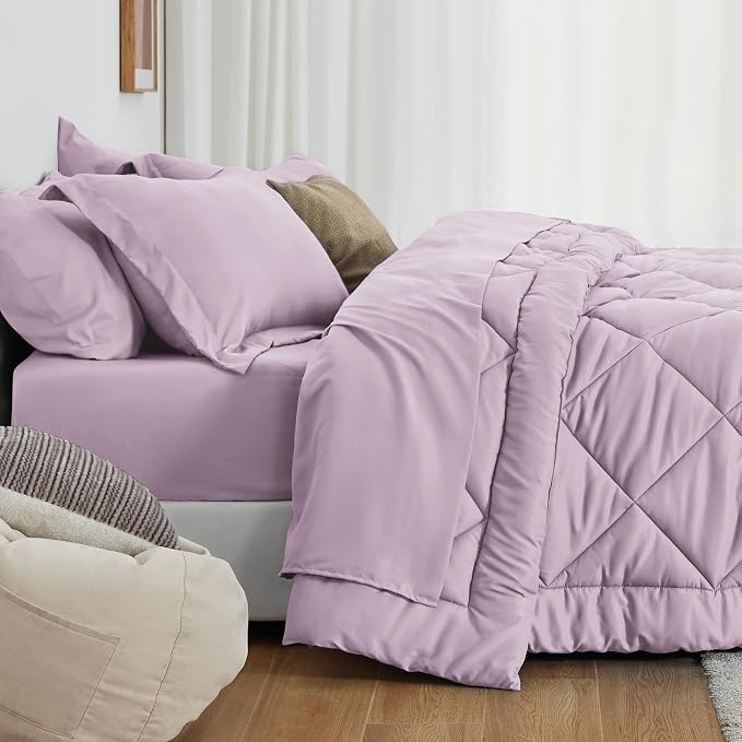 Love's cabin Twin XL Comforter Set Light Purple, 5 Pieces Twin XL Bed in a Bag - Image 3