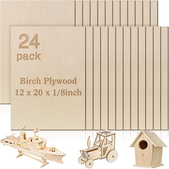 24 Pcs Baltic Birch Plywood, School DIY Projects, CNC Cutting, and Wood Burning by Vemkyrio