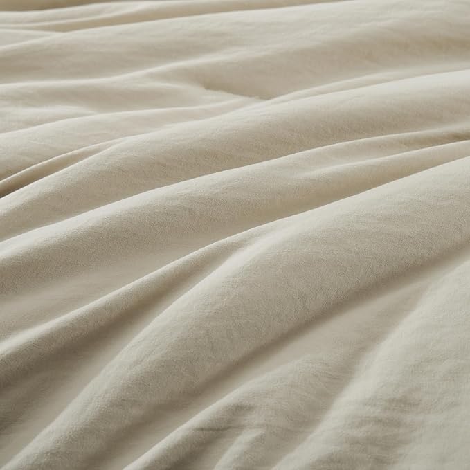WRENSONGE Twin Comforter Set- 5 Pieces Light Oatmeal Twin Bed in a Bag - Image 5