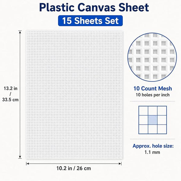 YOUNTHYE 15 PCS 10 Count Plastic Canvas Sheets, 10.2 x 13.2 Inch Plastic Mesh - Image 2