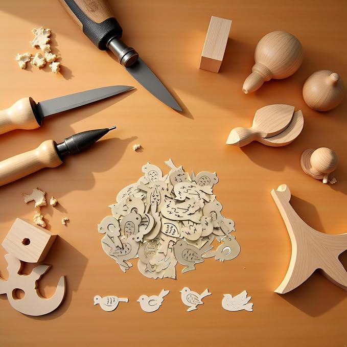 50Pcs Holiday Crafting Supplies and DIY Handmade Ornaments, Natural Unfinished - Image 6