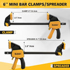 6" Mini Bar Clamps for Woodworking, 4-Piece One-Handed F Clamp/Spreader - Image 2