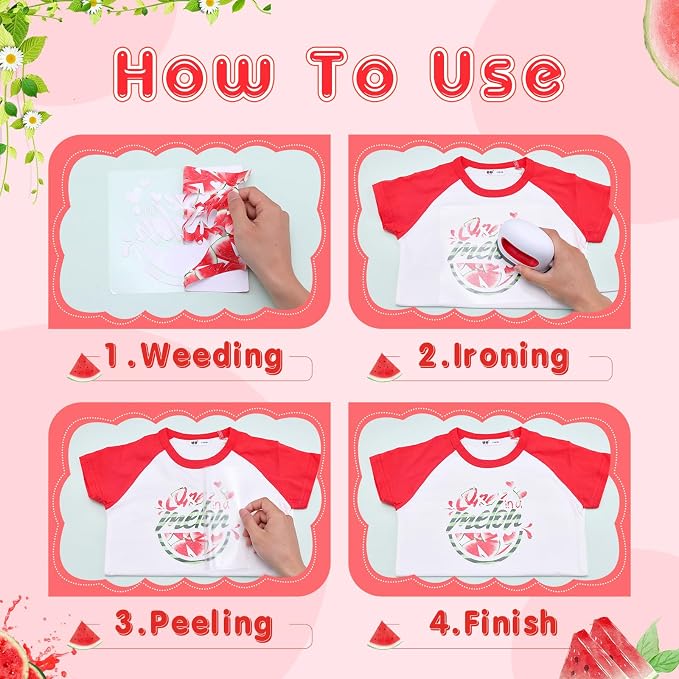 Tintnut Summer Watermelon Heat Transfer Vinyl, easy cut & weed, stretch washable - Image 4