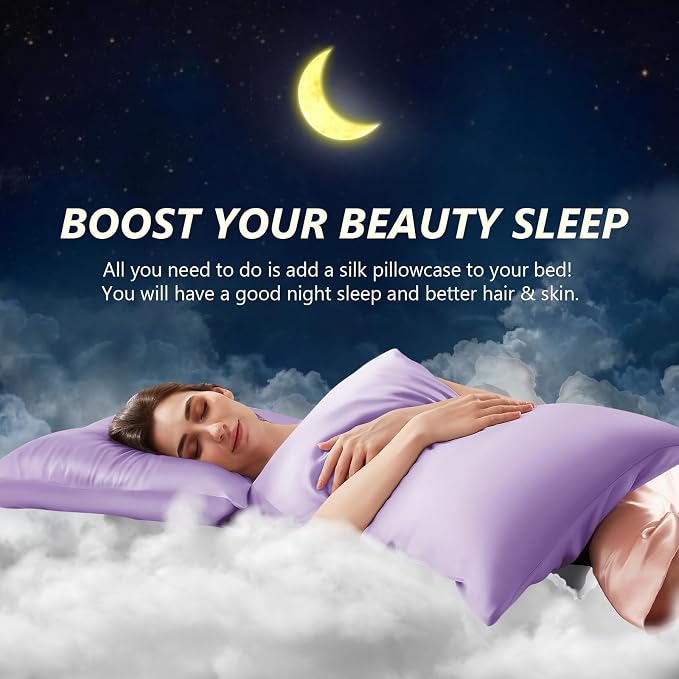 Silk Pillow Cases 2 Pack Queen Size Mulberry Silk Pillowcase Set of 2 - Image 3