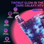 Tintnut Dark Purple Galaxy Glow in the Dark HTV Vinyl, stretch washable - Image 2